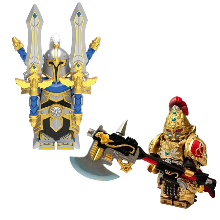 쌍칼과 엑스 기사 2종 세트 중세 기사 호환 블럭 미니 피규어