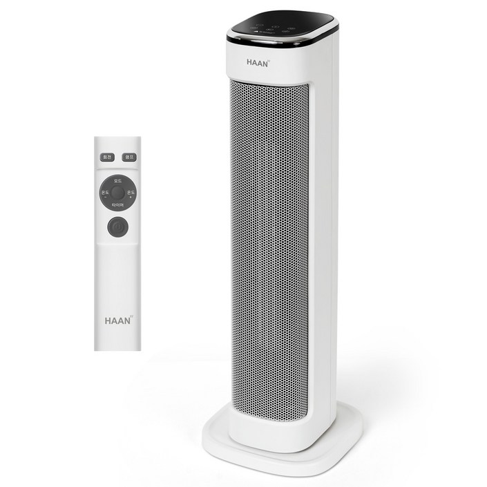 HAAN 저소음 그래핀 원적외선 PTC 타워형온풍기 팬히터 2kw 온도설정 리모컨형전기히터 전기난로 온풍기, 단품