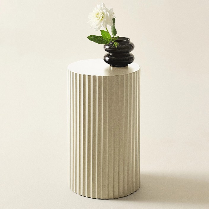 하조이 북유럽 모던 감성 아이보리 색상 원형 거실 테이블 커피 테이블 꽃 장식 소파 사이드테이블, 30x30x50cm