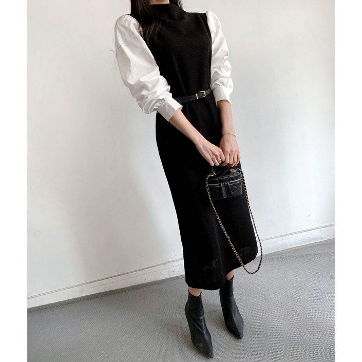 자체제작마켓제이MARKETJ 벨트세트 소매셔츠 롱원피스2col