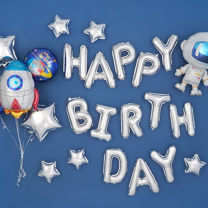 파티팡 생일파티 장식세트 우주선우주인 해피벌스데이 실버 손펌프증정 생일파티 파티용품 파티풍선, 2개 파티팡 생일파티 장식세트 우주선우주인 해피벌스데이 실버 손펌프증정 생일파티 파티용품 파티풍선, 2개
