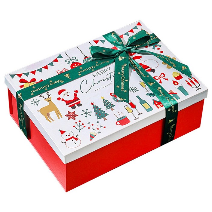 드림팩토리 화이트 크리스마스 접이식 선물상자, 1개