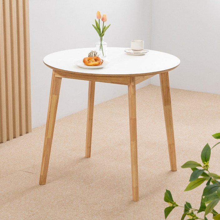 밀키우드 800 원형 4인 화이트 주방 식탁 테이블 HPM, 화이트