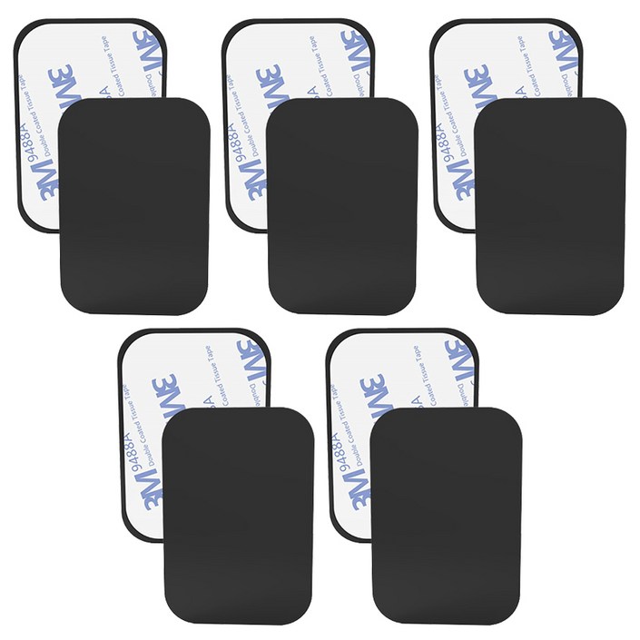 나오미 휴대폰 마그네틱 자석 거치대용 철판 플레이트, 1세트, 사각 X 10개 보호필름 10p