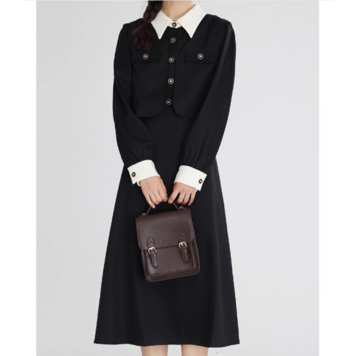 소소한일상 상회 카라넥 버튼 빅사이즈 롱 원피스