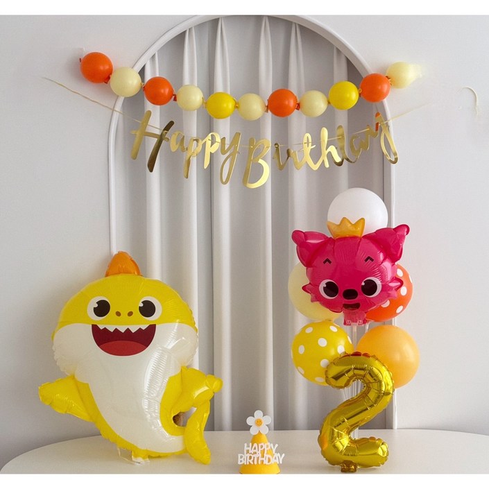 아기상어 핑크퐁 풍선 생일파티 두돌생일상, 1개, 핑크퐁 풍선3