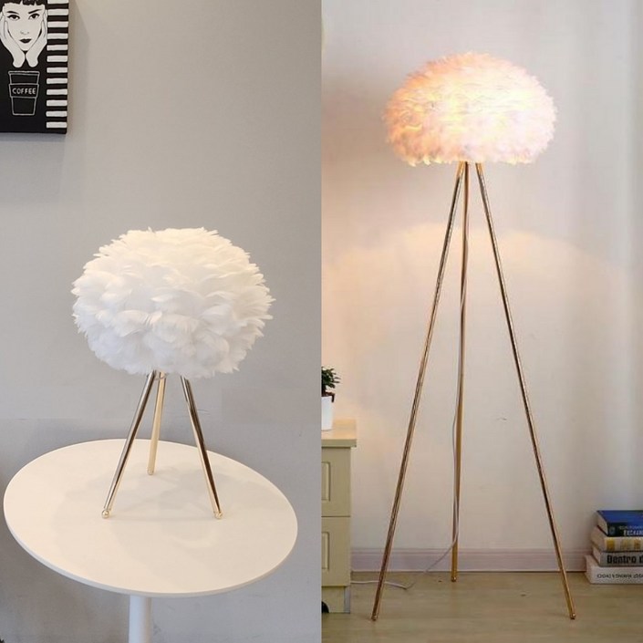 LED 플러피 깃털 스탠드 장스탠드 단스탠드 플로어 조명 무드등 북유럽 스타일