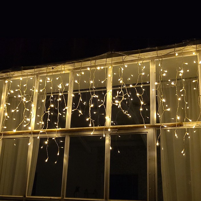 크리스마스 LED 24V 고드름 전구 캠핑 줄조명 파티라이트 154구, 웜색 전원코드 불포함연결용, 1개