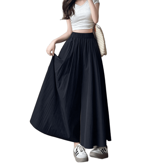 올바름샵 여성 밴딩 롱와이드 치마바지, 3컬러