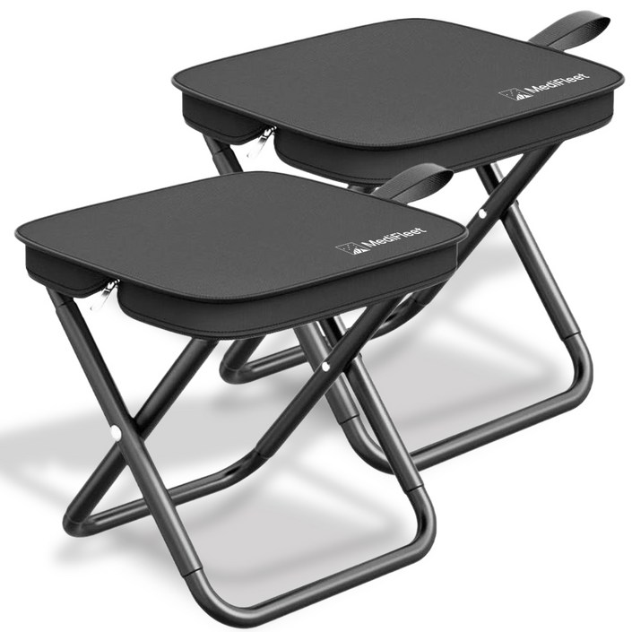 메디플릿 휴대용 초경량 다용도 아웃도어 캠핑 파우치형 접이식 미니 의자, 2개, 블랙