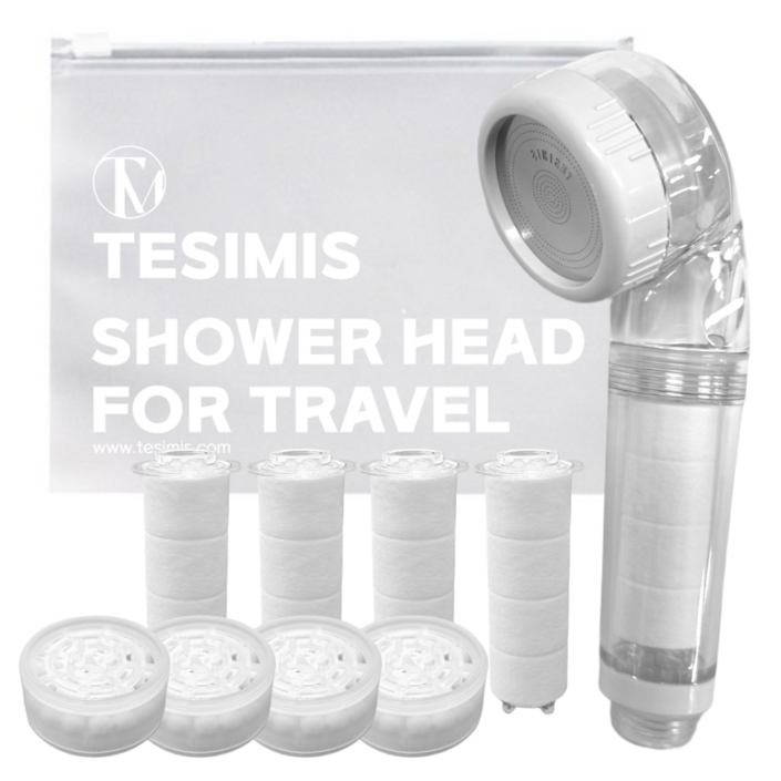 테시미스 여행용 샤워기 필터내장 본품  헤드필터4p  세디먼트필터4p  파우치세트, 화이트, 1개