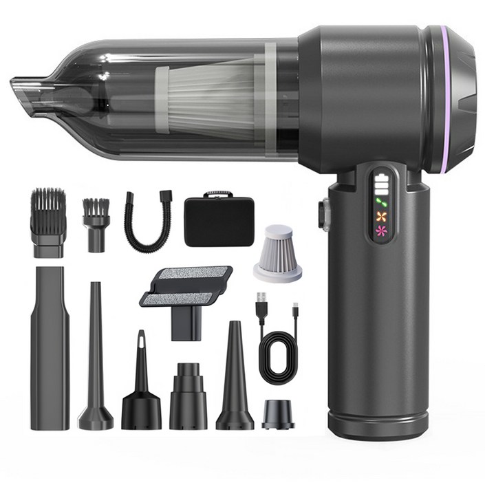 25년형Voltmate 휴대용 무선 에어건 청소기 차량 가정 야외 흡취일체형 다기능 청소기 LED 표시 BLDC 브러시리스 18000Pa TypeC 포트 대용량 배터리