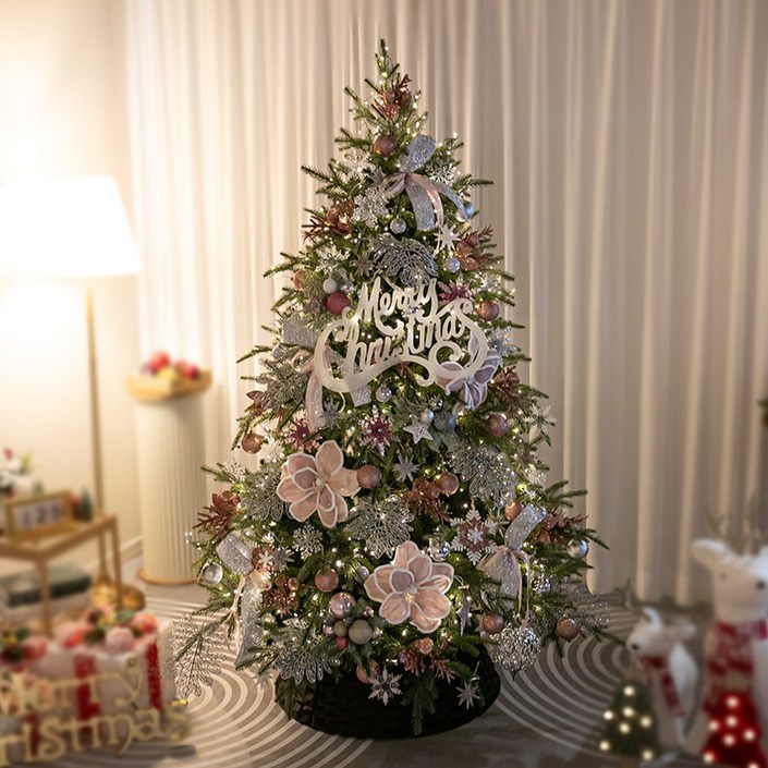 크리스마스 트리 나무 장식 풀세트 딥핑크로망스캐롤라이나 180cm 양면 성탄절 PE PVC 대형 소품 용품