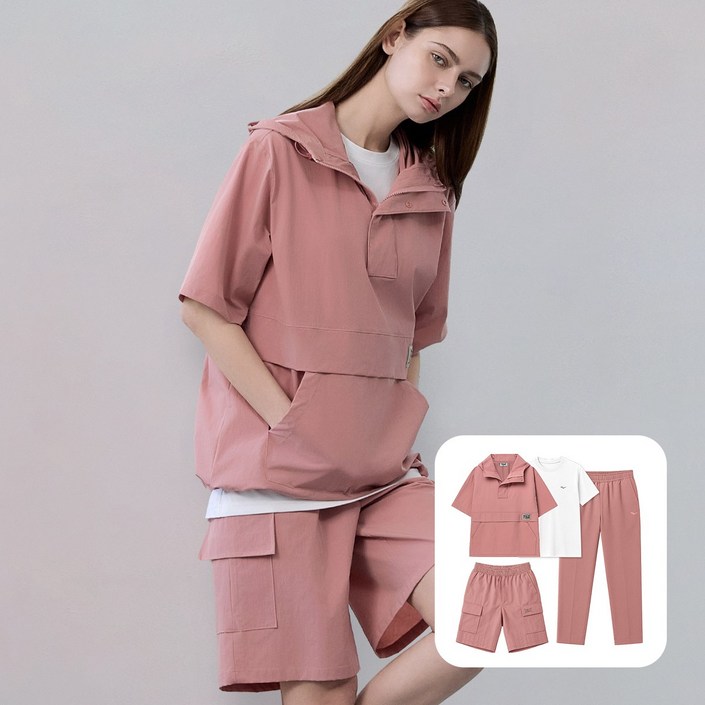 에버라스트 여성 반팔 아노락 세트 올인원 셋업