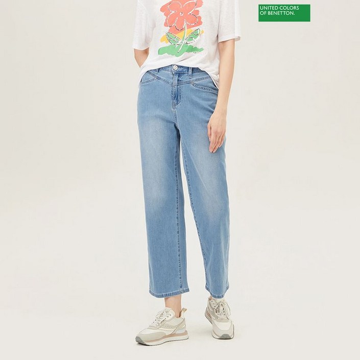 베네통 사선 포켓 해지 데님 팬츠 BADPA9531