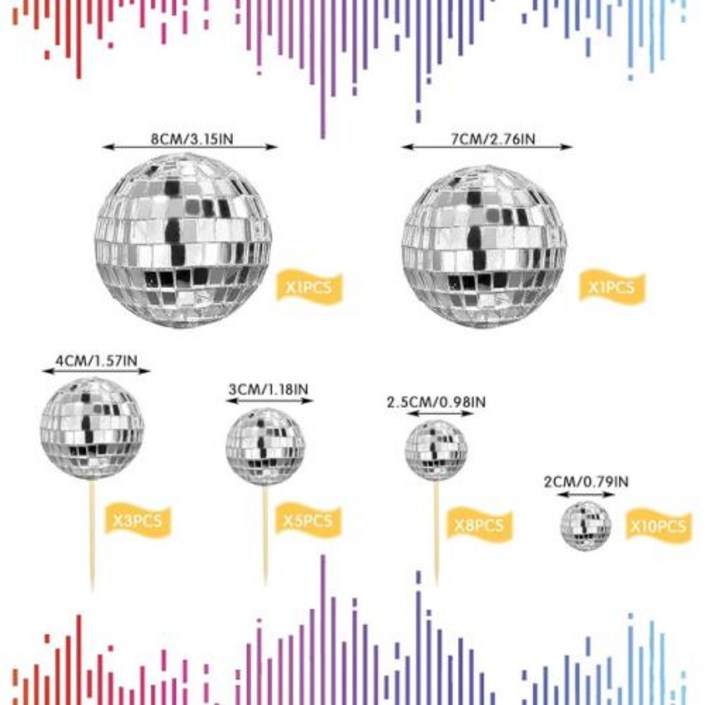 케이크장식 토퍼 디스코 볼 70 년대 센터피스 테마 선택 28 개