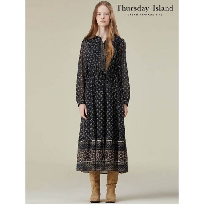 [공식매장판] 써스데이아일랜드 보더 패턴 롱 원피스 T236MOP147W _P402544126 간절기 브랜드 백화점