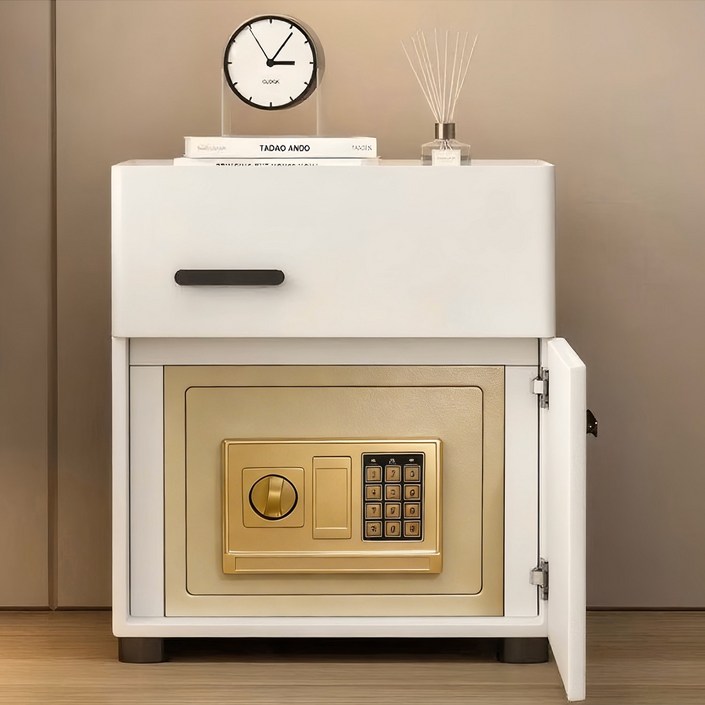 가정용 소형 금고 2단 미니협탁 안전 금고 40cm, 화이트금고포함