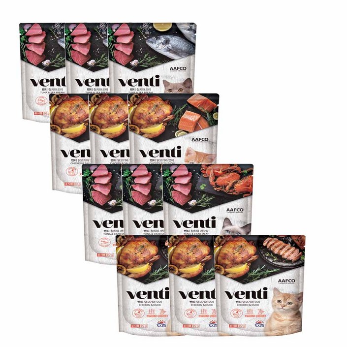 캣 고양이 습식 주식용 파우치 80g 4종 3개씩 총 12개 묶음, 12개, 80g