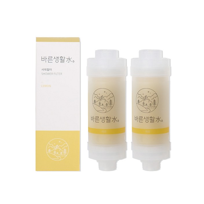 바른생활수 녹물 염소 제거 비타민 샤워필터, 2개, 레몬 바른생활수 녹물 염소 제거 비타민 샤워필터, 2개, 레몬