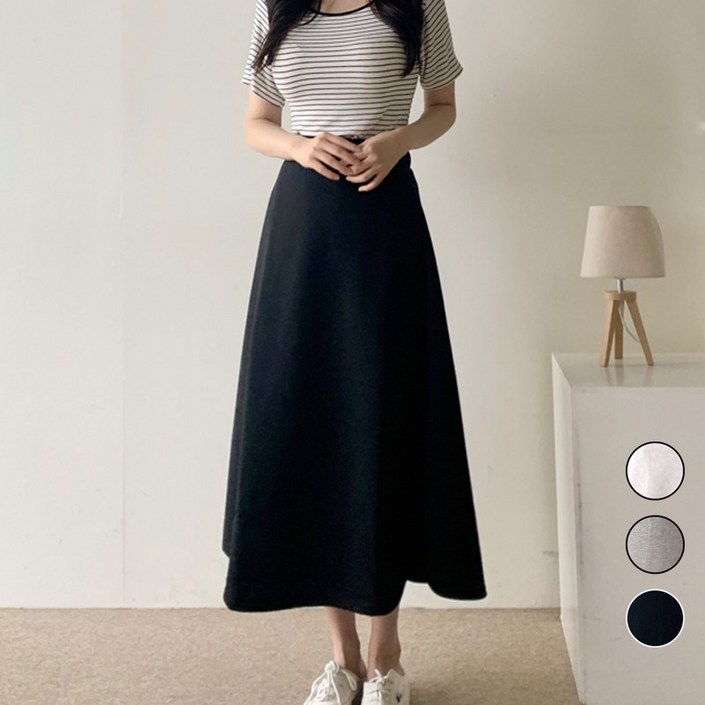 도도미아 a라인 밴딩 스커트 롱 플레어 치마