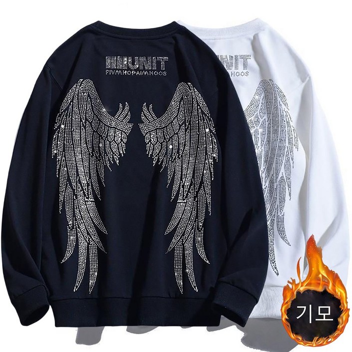 MOSAIRATION 남성 스톤장식 라운드넥 기모 맨투맨 루즈핏 패션 캐주얼 긴팔 티셔츠 M0112304