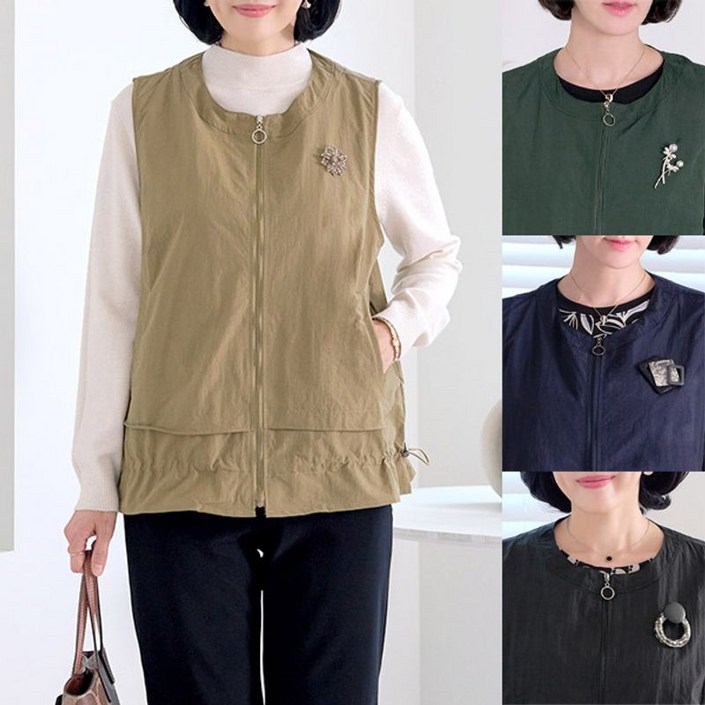 로즈맘 엄마옷 로즈맘  초별스트링라운드지퍼조끼