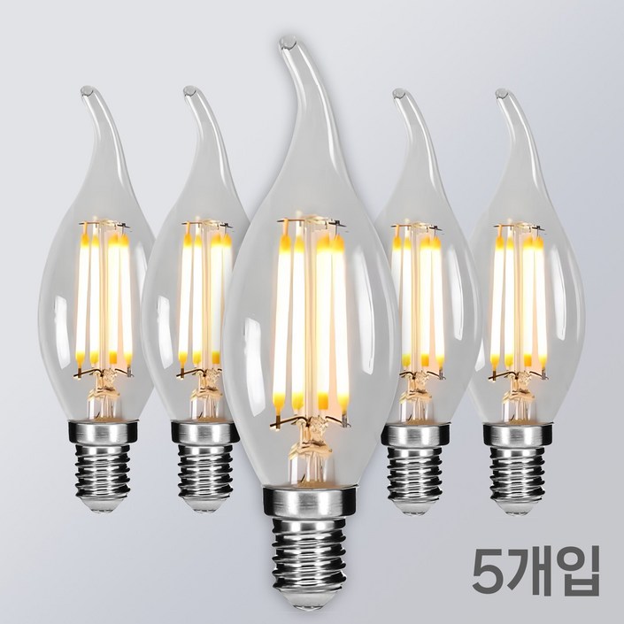 LED 프레임 촛대구 COB E14 E17 E26 에디슨전구 카페조명 샹들리에 전구 KS인증, E17, 5개