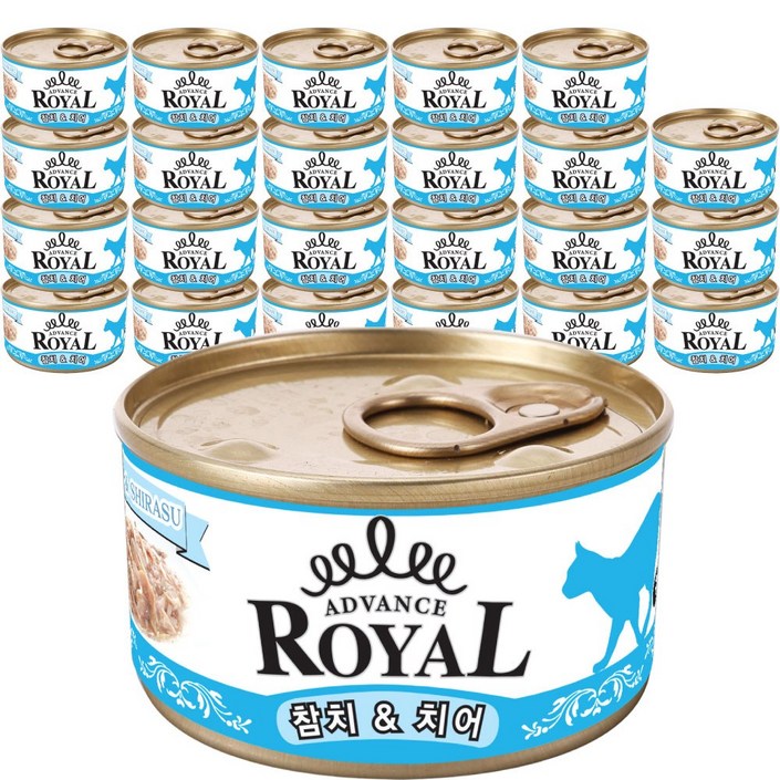 로얄 어드밴스 캔 1box X 24개입 고양이 캔 간식 통조림, 85g, 어드밴스로얄 참치치어, 24개