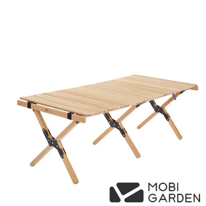한국정식제품 모비가든 120CM 접이식 우드 롤테이블 라지 캠핑 테이블