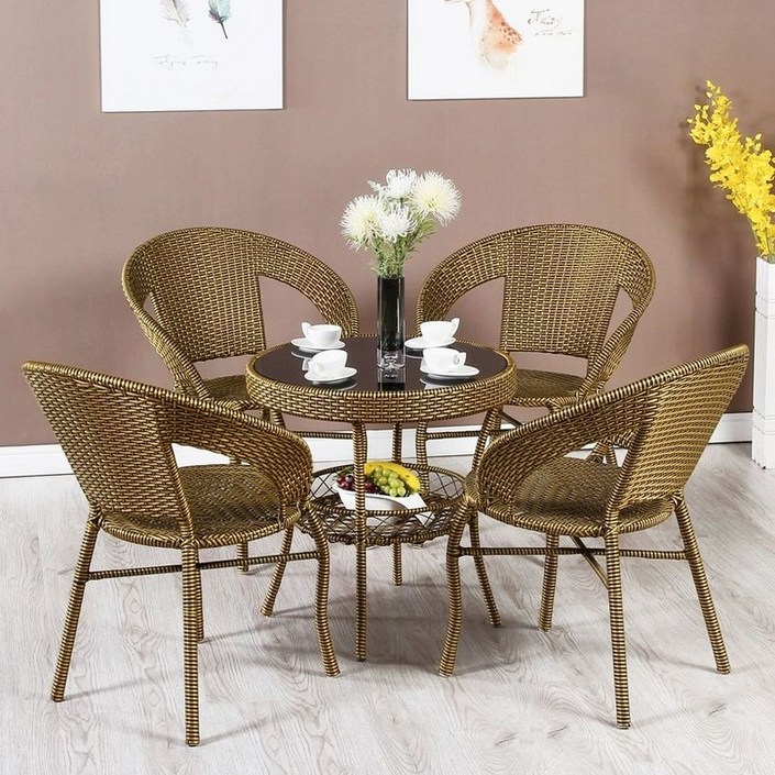 라탄테이블세트 야외 팬션 등받이 티테이블 마당