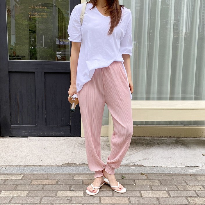 스모크 주름 플리츠 바지