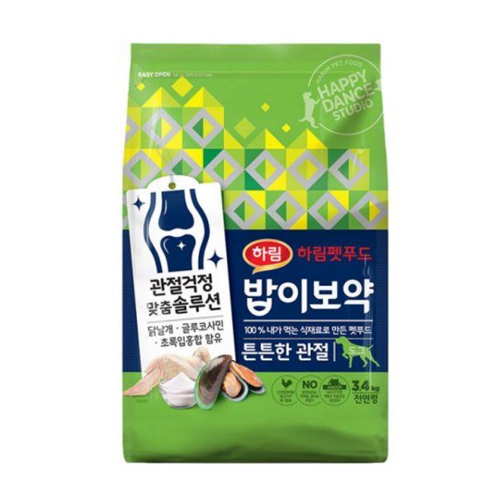 하림펫푸드 밥이보약 튼튼한 관절 강아지 사료 기본, 뼈관절강화, 3.4kg, 1개