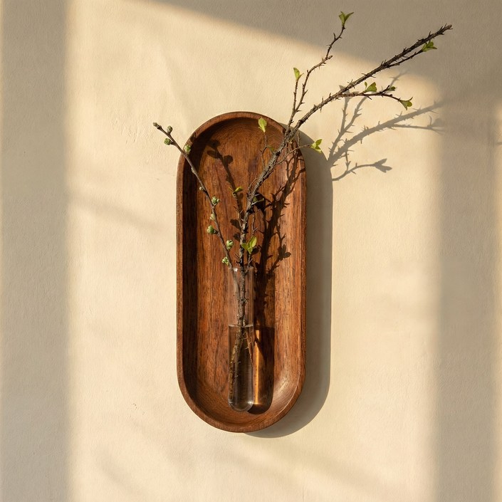 모더너스 무타공 벽걸이화분 인테리어 엔틱 원목 오브제 화병, slim