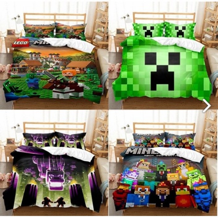 마인크래프트 캐릭터 이불커버 침대커버 3종세트 365