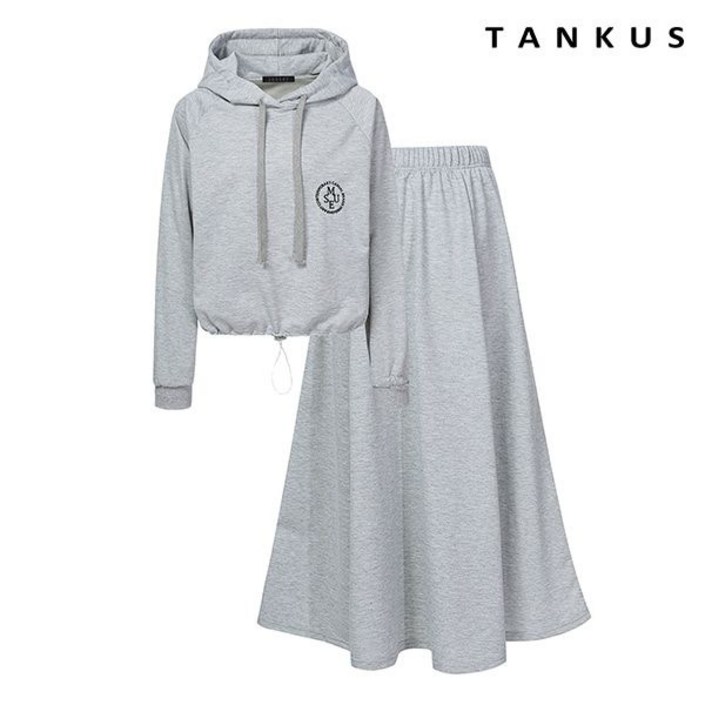 백화점 출고 자수 후드티셔츠 플레어 스커트 셋업 TX1OP011L0