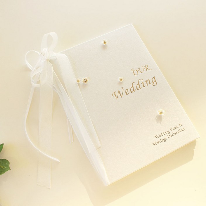 성혼선언문 혼인서약서 화이트 꽃  덕담 결혼식 예쁜케이스 웨딩 축사 선언문