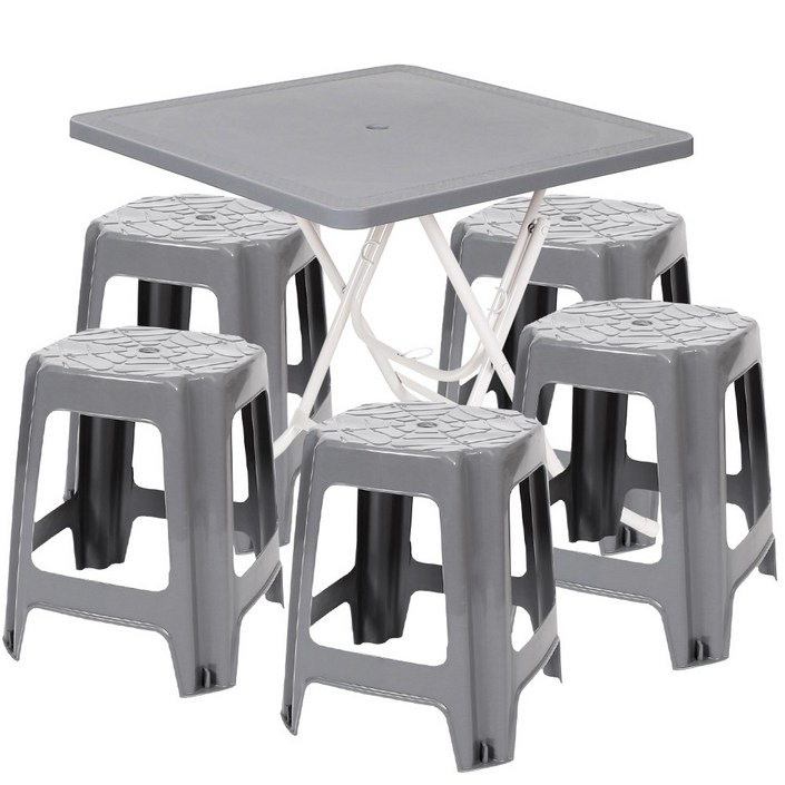 지오리빙 포장마차 사각 테이블 1개 사각의자 5개 세트