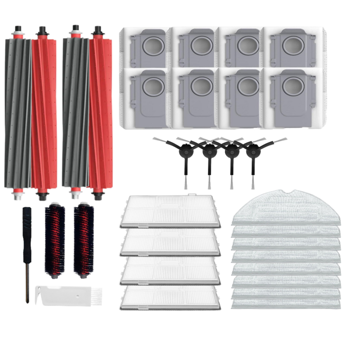 비브랜드 호환 로보락 S8 Pro ULTRA 메인브러쉬 물걸레 세척 사이드브러쉬 먼지봉투, 1개, 30pcs