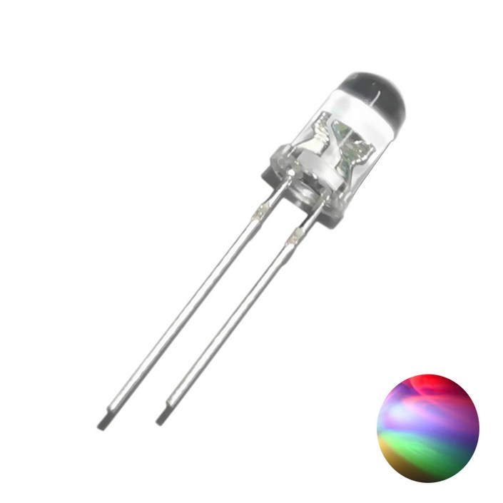 5mm 고휘도 레인보우 슬로우 10개 LED 램프 2핀 5파이 다이오드 DIY 전자부품 무지개색