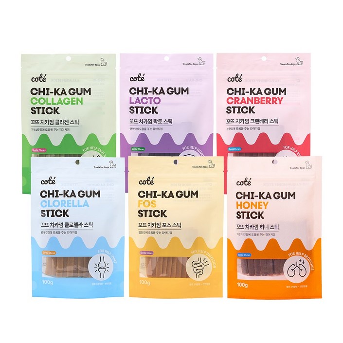 꼬뜨 기능성 치석 제거 치카껌 혼합, 관절장건강눈건강피부모질면역력기관지, 1세트, 100g