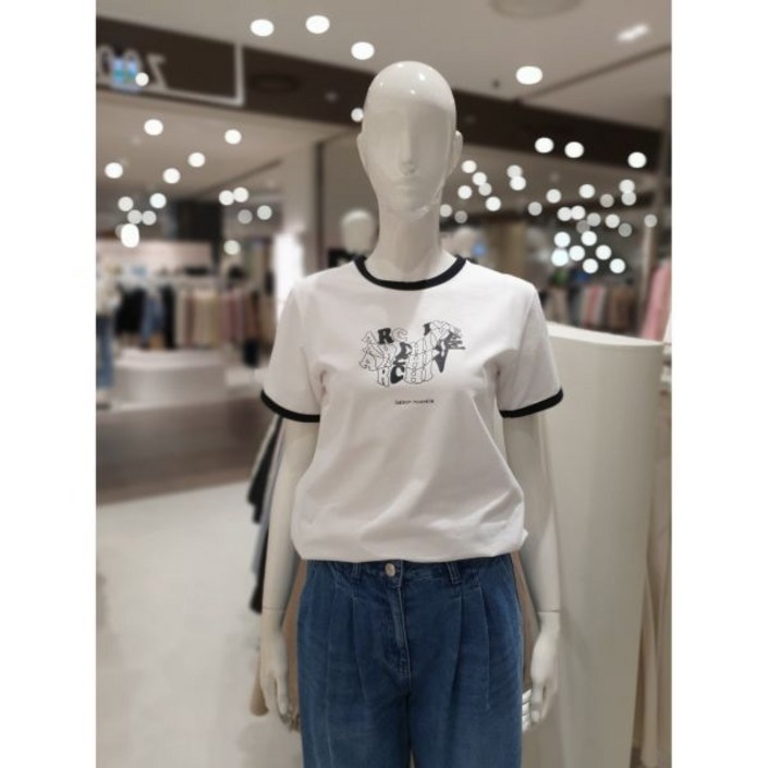 주크 배색 그래픽 반팔 티셔츠 V242PSM931