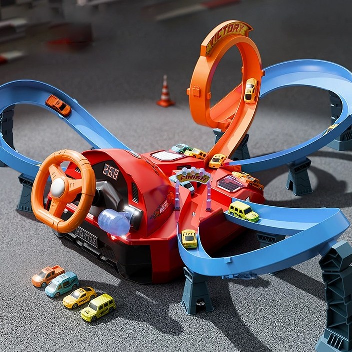 토요요 레이싱 게임 장난감 세트 360도 트랙 완구 디지털 계기판 핸들 조작 장난감GJS1, 1세트