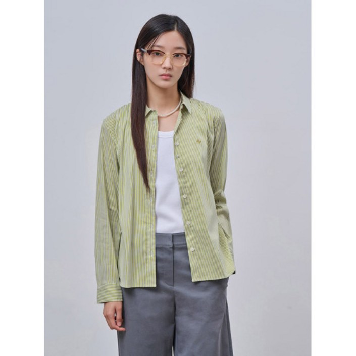 빈폴 레이디스 코튼 혼방 스트라이프 셔츠 애플그린 BF4864E02K 2571967