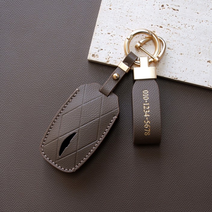 무료각인트니르 제네시스 호환 G80GV80 G70GV70 G90 차 키케이스 자동차 스마트 가죽 키커버 홀더, 카푸치노