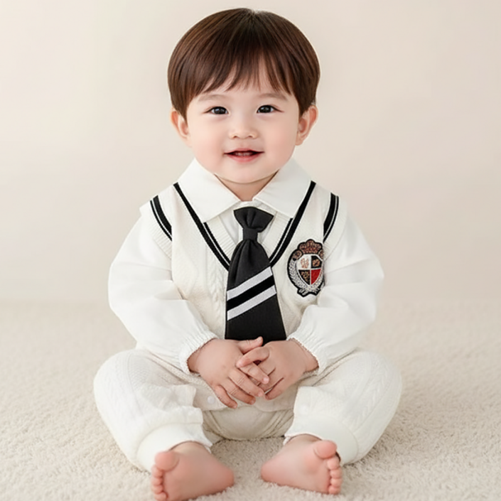 몽실이 댄디보이 니트 우주복 돌 신생아 백일 유아용 촬영 남아용 외출복 기념일 봄 가을