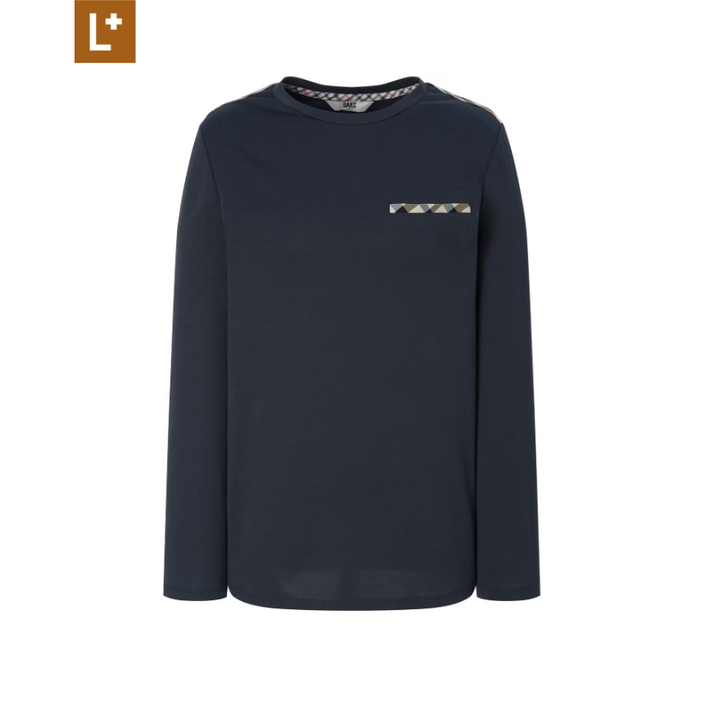 정품 빅세일 닥스 레이디스 체크 포켓 라인 포인트 면혼방 긴팔 티셔츠