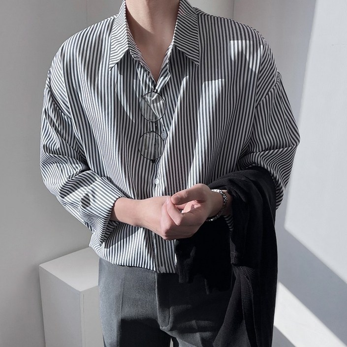 룩샵 남성 남자 스트라이프 프리미엄 오버핏 셔츠 룩샵 남성 남자 스트라이프 프리미엄 오버핏 셔츠