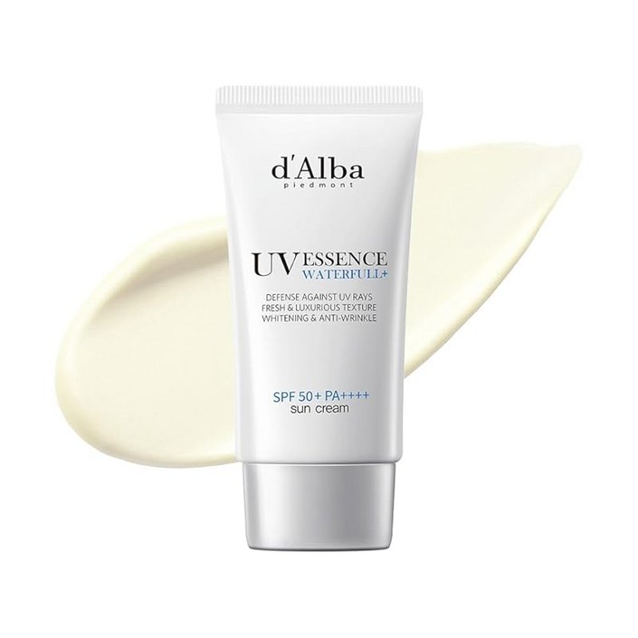 다르바(dAlba) 워터풀 에센스 선크림 50ml 자외선 차단제 UV 차단 자외선 산뜻 얼굴 전신용 건성피부 SPF50+/PA ++++ 비건 땀과 물에 강하다 워터프루프