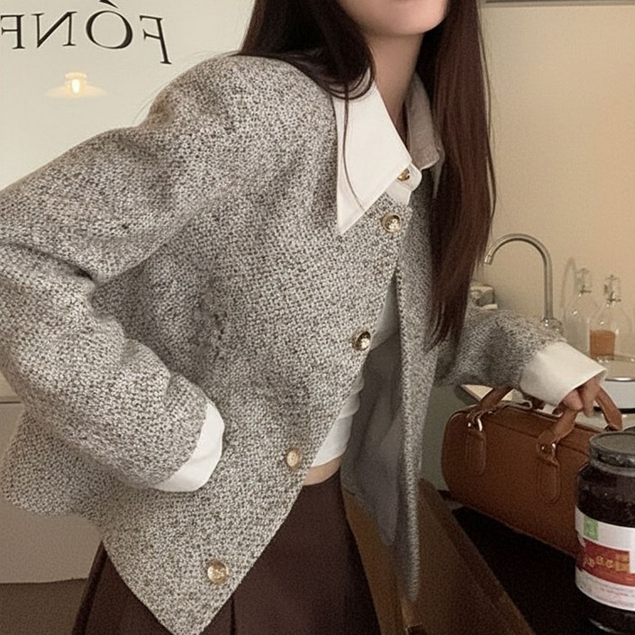 Relra 렐라 하객룩 추천 트위드 숏 카라넥 자켓 ML SIZE